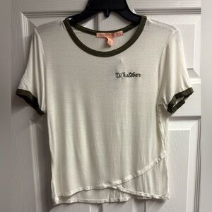 NWT Rebellious One “Whatever” White W/ Olive Green T-Shirt Size Large